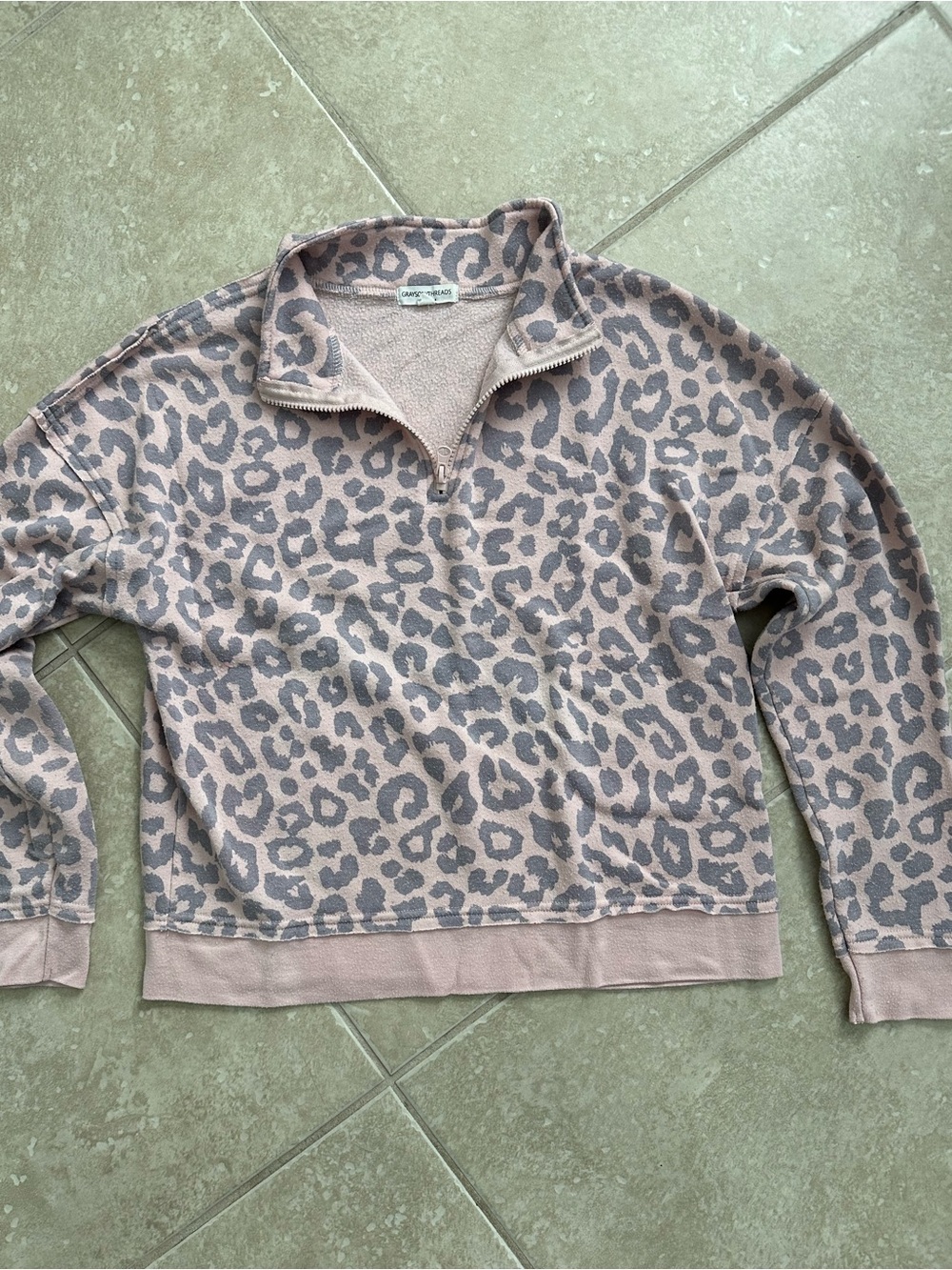 Grayson Threads Leopard Print Pullover in Taupe and Charcoal